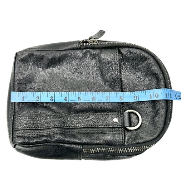 Genuine Leather Black Sling Backpack With Adjustable Strap Spikes & Sparrow
